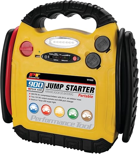 Performance Tool W1665 900 Amp Jump Starter, Inflator, Portable Power Unit