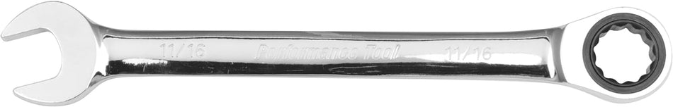 Performance Tool W30257 Professional Chrome Vanadium SAE 11/16" Ratcheting Wrench