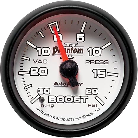 AUTO METER 7507 Phantom II Mechanical Boost/Vacuum Gauge, 2.3125 in.