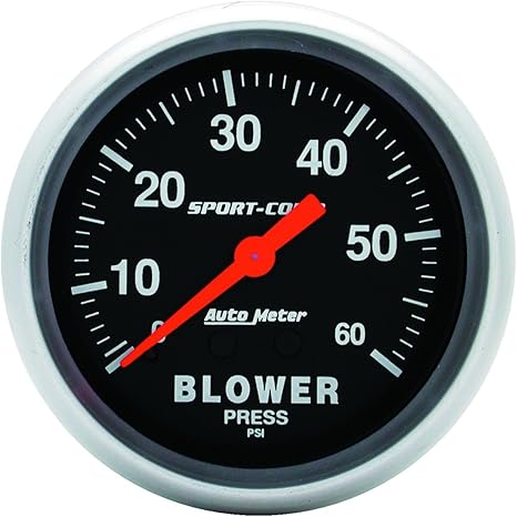 Auto Meter 3402 Sport-Comp Mechanical Blower Pressure Gauge,2.625 in.