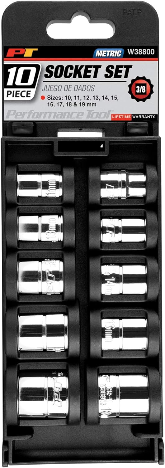 Performance Tool W38800 10-Piece 3/8-Inch Dr 12pt MET Skt Set