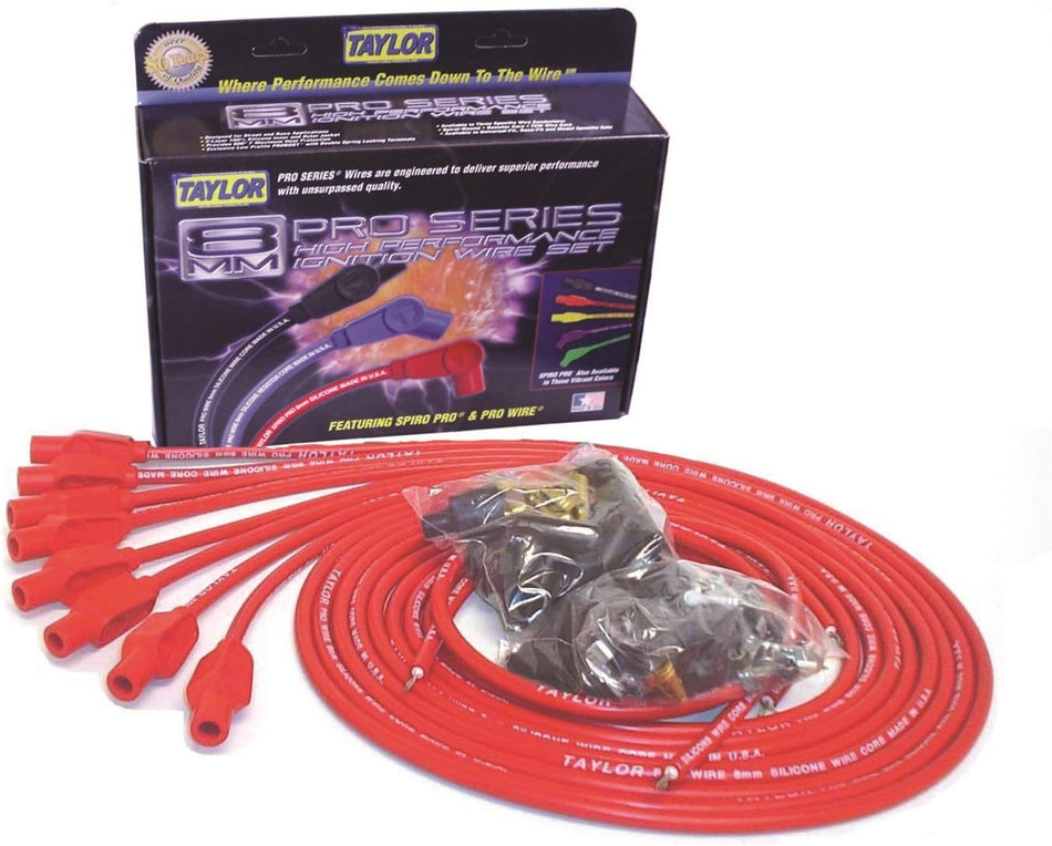 Taylor Cable 70254 Red Universal Fit 8mm TCW Pro-Wire Ignition Wire Set