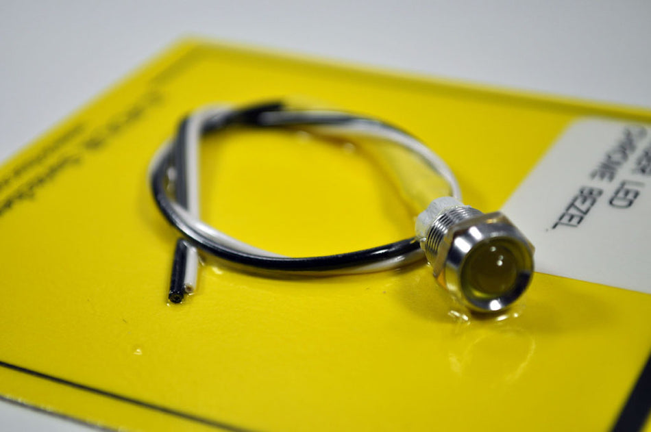 LED INDICATOR LIGHT -- AMBER -- CHROME BEZEL -- 12 VDC