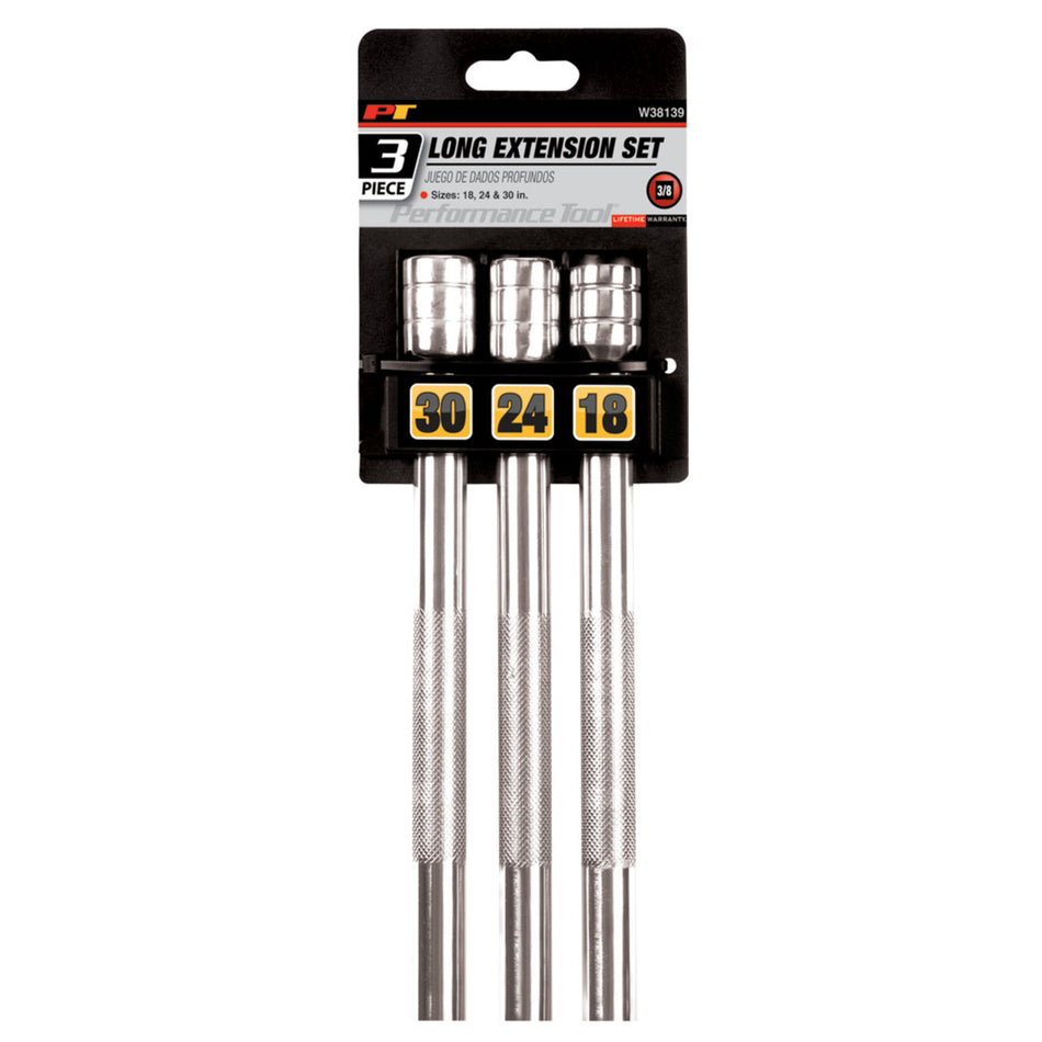 Performance Tool W38139 3/8-Inch Drive Long Extension Set, 3-Piece