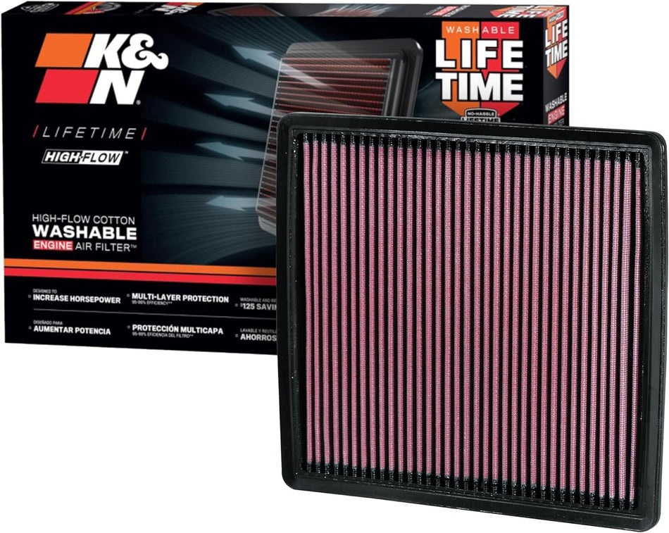 K&N Engine Air Filter: High Performance, Premium, Washable, Replacement Filter: 2007-2019 Ford/Lincoln Truck and SUV (F150, F150 Raptor, Expedition, Navigator, F250, F350, F450, F550, F650), 33-2385
