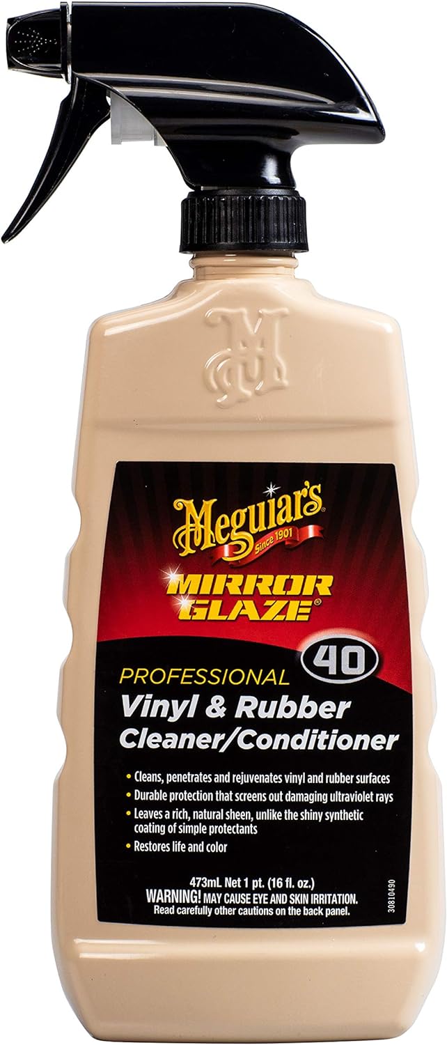 Meguiar’s Mirror Glaze Vinyl & Rubber Cleaner/Conditioner – Restores Life and Color – M4016, 16 oz