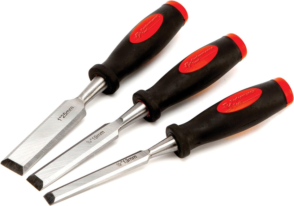 Performance Tool W5372 Wood Chisel Set, 3-Piece