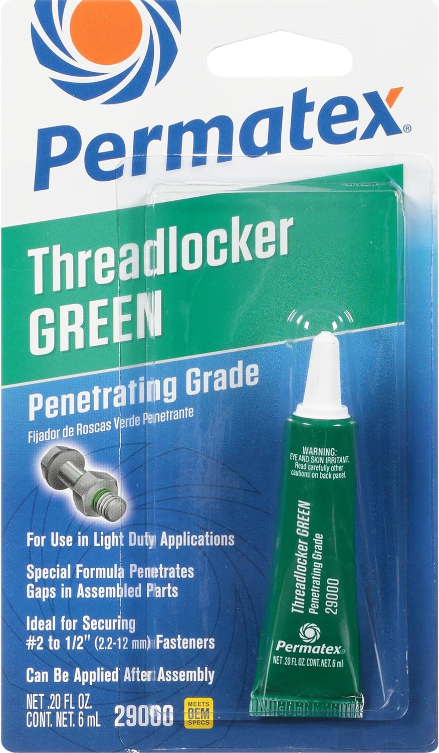 Permatex 29000 Penetrating Grade Threadlocker Green, 6 ml