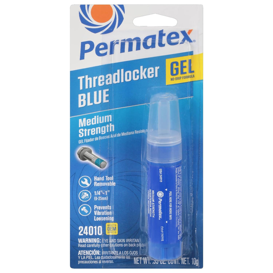 Permatex 24010 Medium Strength Threadlocker Blue Gel, 10 g Gel Twist Applicator