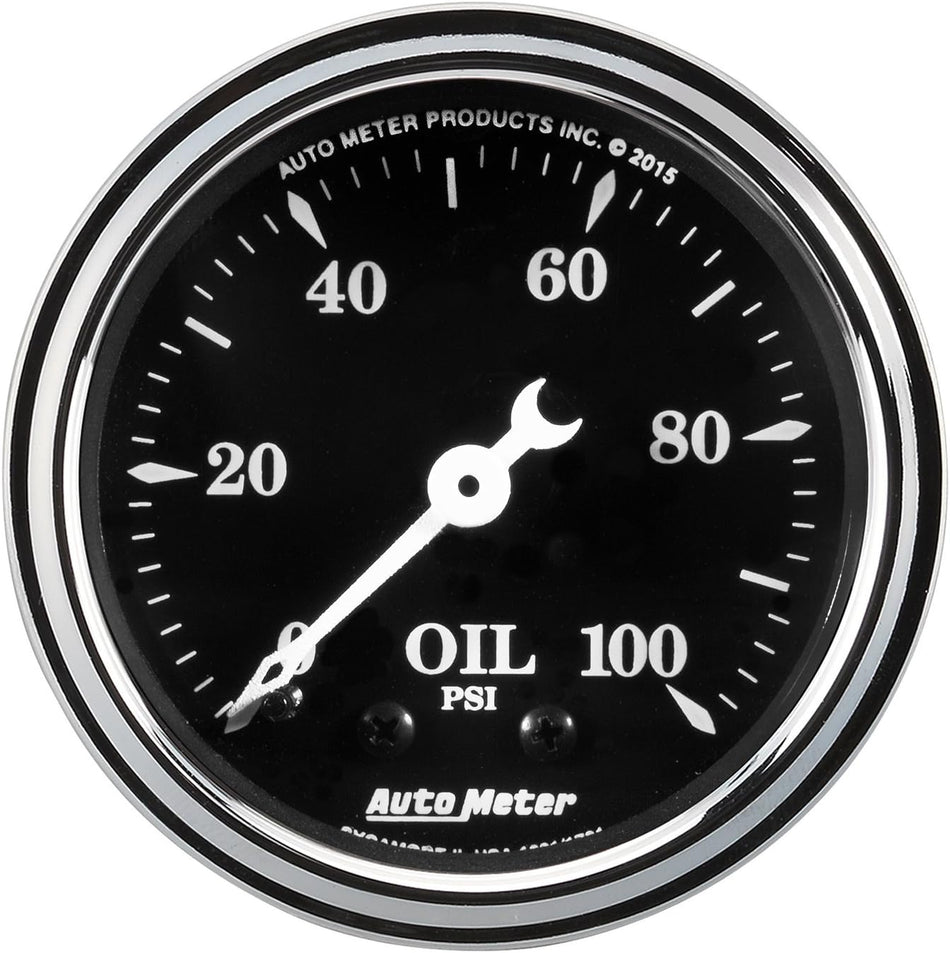 Auto Meter 1721 Gauge Oil Pressure (Old Tyme Black Gauge, Oil Press, 2 1/16", 100Psi, Mech, Old Tyme Black)