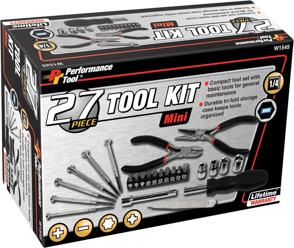 Performance Tool W1545 Mini Tool Kit, 27-Piece