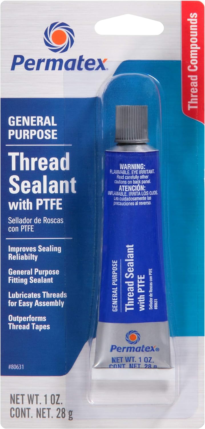 Permatex 80631 Thread Sealant with PTFE, 1 oz.