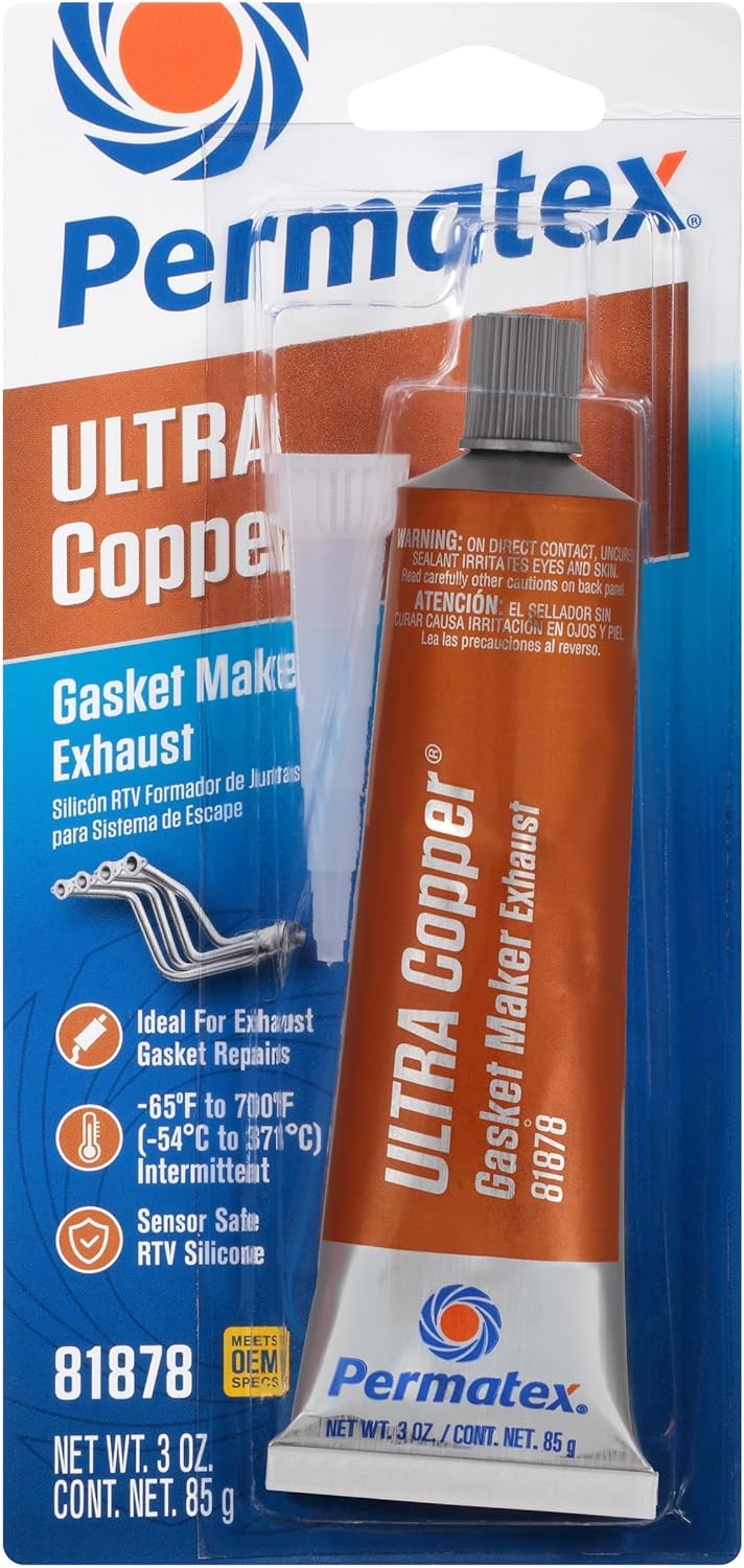 Permatex 81878  Ultra Copper Maximum Temperature RTV Silicone Gasket Maker, 3 oz. Tube