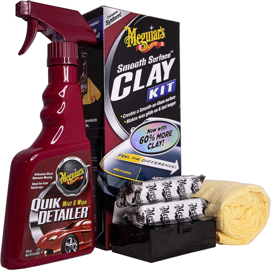 MEGUIAR'S Smooth Surface Clay Kit – Safe and Easy Car Claying for Smooth as Glass Finish – G1016