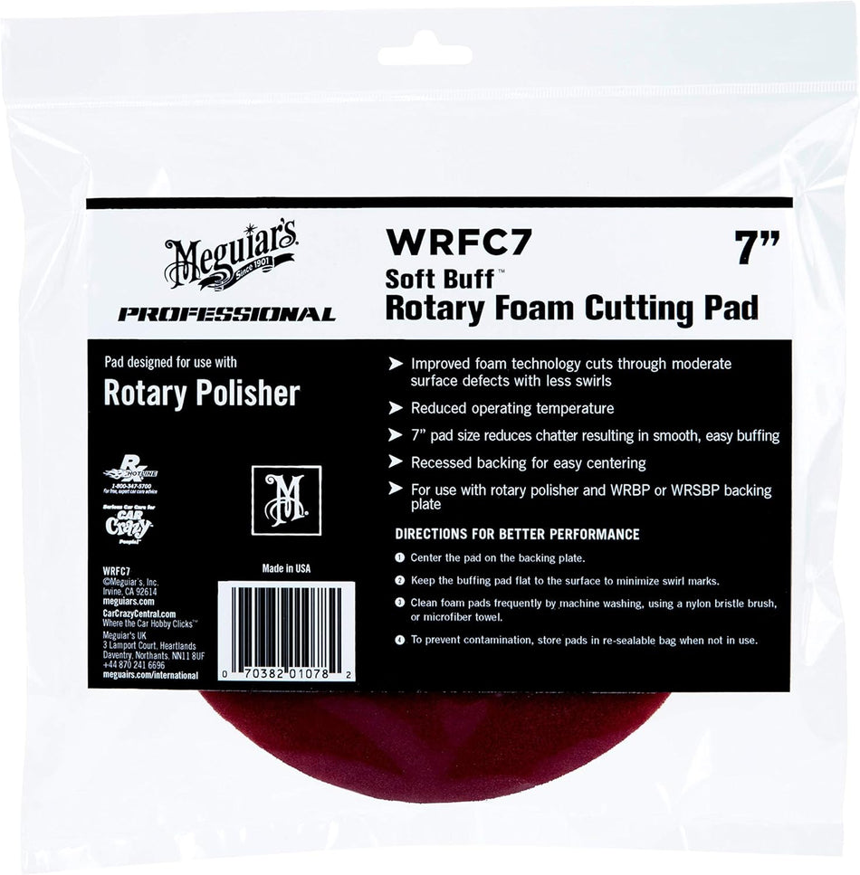 Meguiar’s WRFC7 Soft Buff 7" Rotary Foam Cutting Pad, 1 Pack