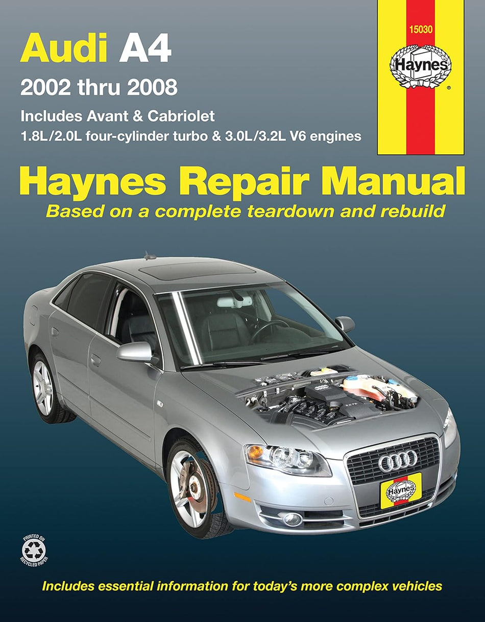 Audi A4 (02-08) Haynes Repair Manual (Does not include information specific to diesel engine, S4 or RS4 model information. Includes thorough vehicle coverage apart from the specific exclusion noted)