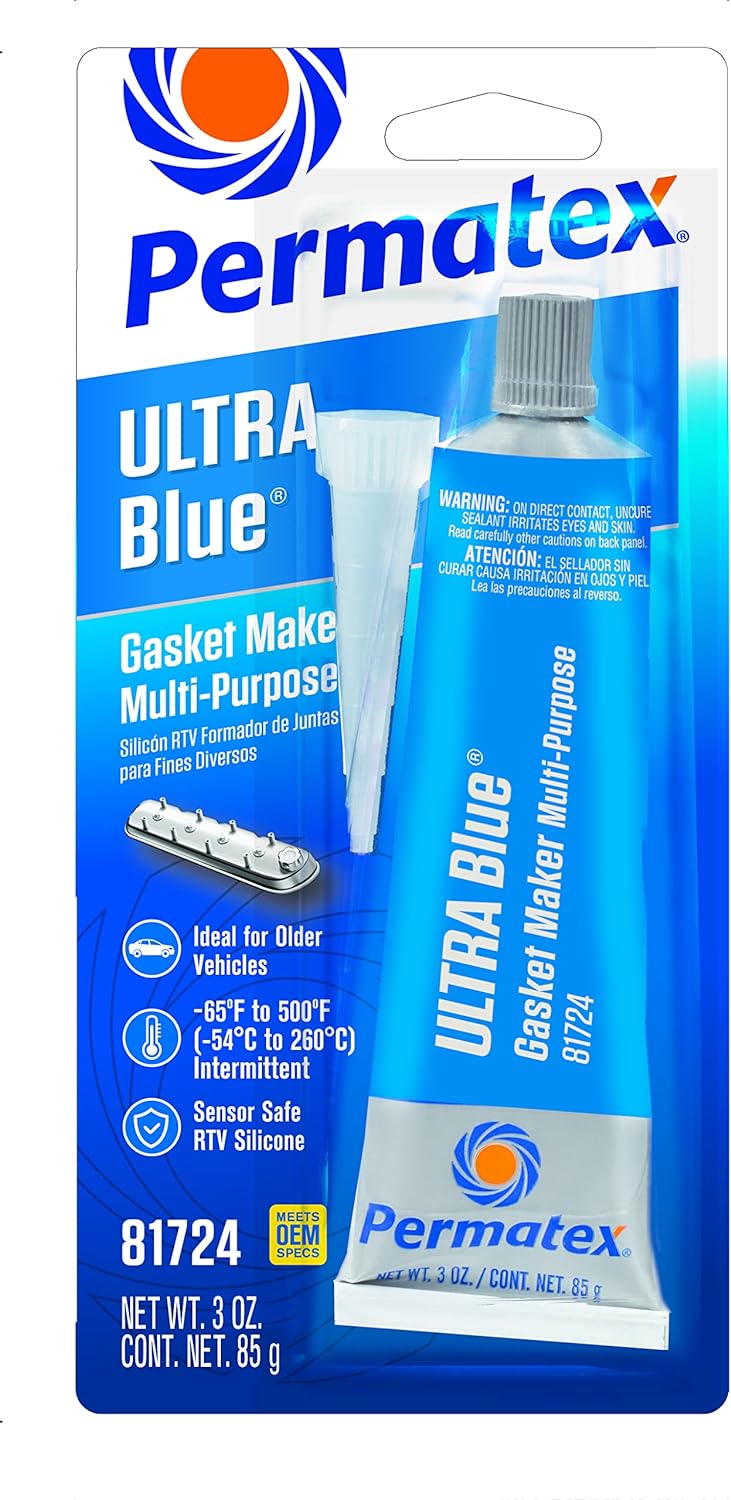 Permatex 81724 Sensor-Safe Ultra Blue RTV Silicone Gasket Maker, 3.35 oz. Tube