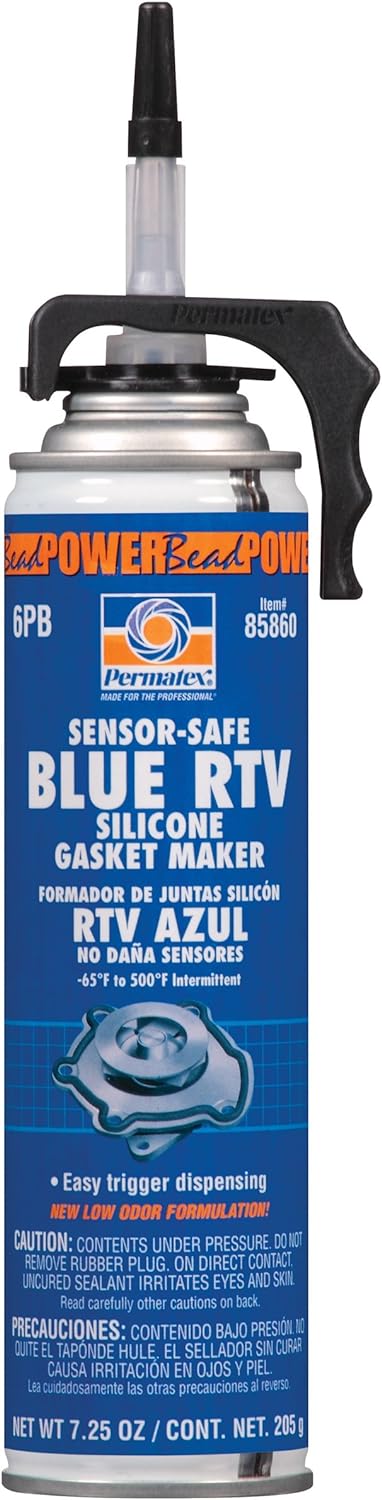 Permatex 85860 Sensor-Safe Blue RTV Silicone Gasket Maker, 7.25 oz. PowerBead Can