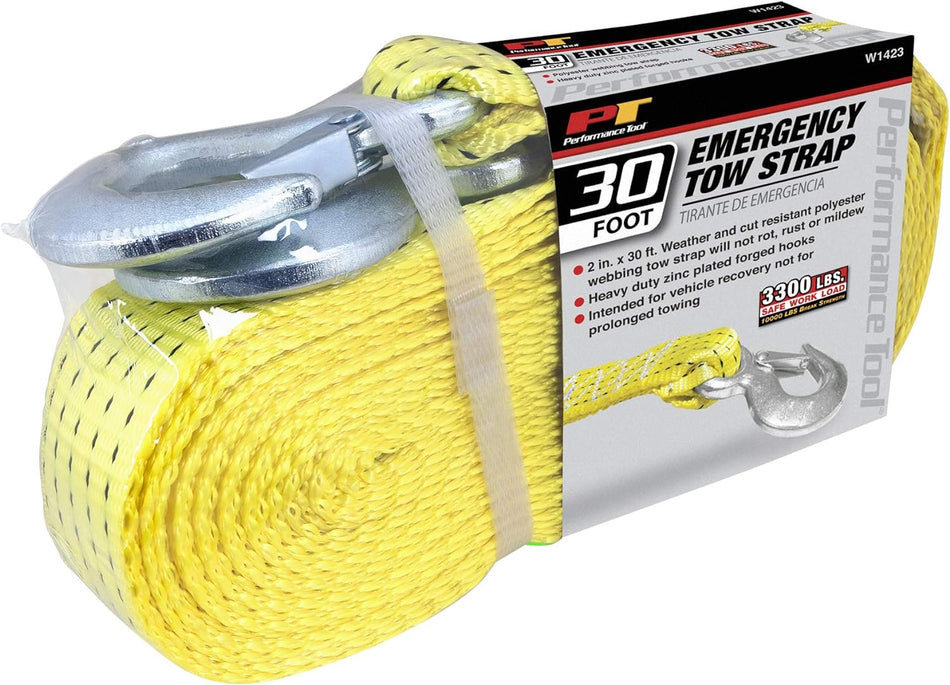 Performance Tool W1423 2" x 30' Emergency Tow Strap - 10000 lbs. Capacity