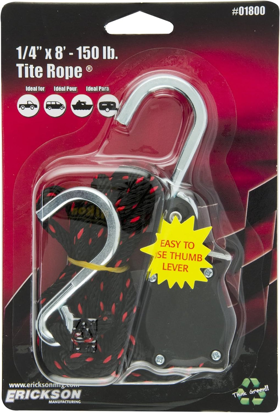 Erickson 01800 1/4" x 8' Tite Rope Strap - 150 lb. Load Capacity