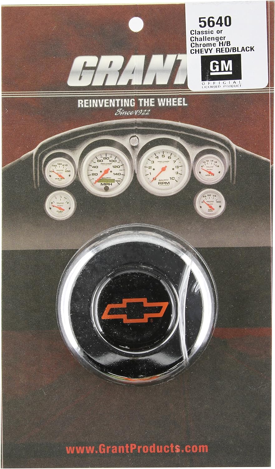 Grant 5640 Chrome Horn Button (Chevy Bow Tie, Black/Red)
