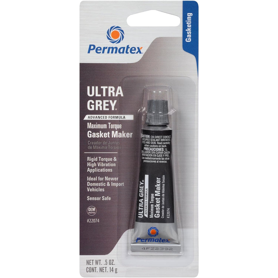 Permatex 22074 Ultra Grey Rigid High-Torque RTV Silicone Gasket Maker, 0.5 oz., Pack of 1