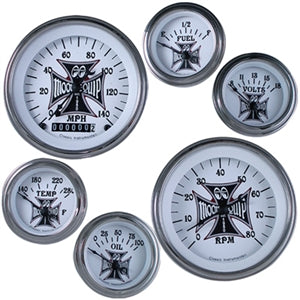 MOON Iron Cross 6 Gauge Set - White Face MPG36005ICWH