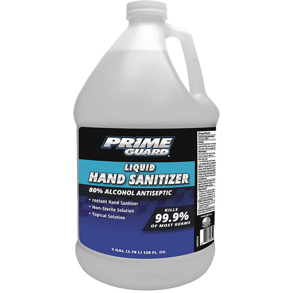 Prime Guard HS128 Liquid Hand Sanitizer 80% Alcohol Antiseptic - 1 Gallon
