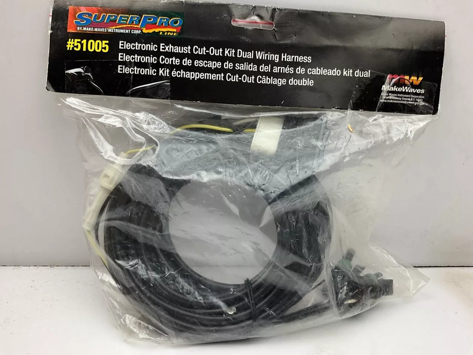 Make Waves 51005 Dual Electric Control Exhaust Cutout Wiring Wire Kit & Switch