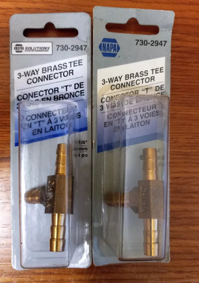 Lot of 2 Genuine Napa 7302947 1/4 In. Brass Tee Connector