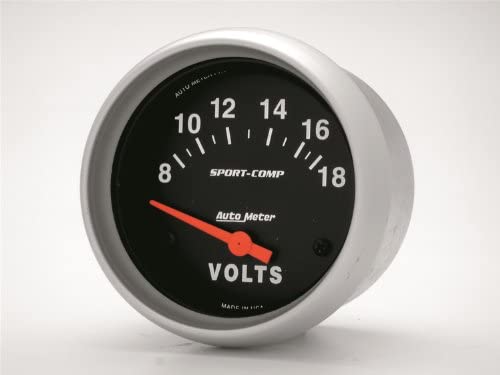 Auto Meter 3592 Sport-Comp Electric Voltmeter Gauge Regular, 2.625 in.