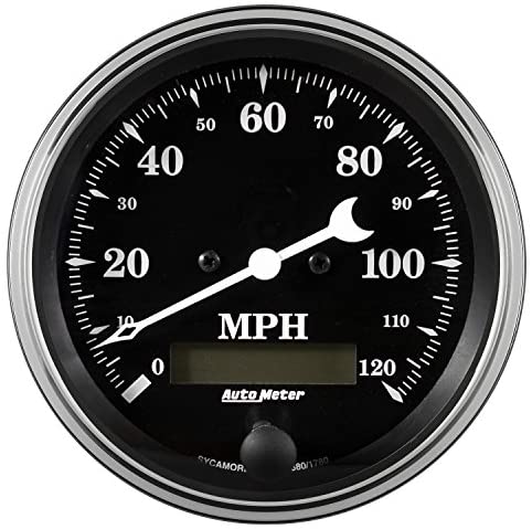 AUTO METER 1780 Gauge Speedometer (Old TYME Black Gauge, Speedo, 3 3/8", 120Mph, Elec. Prog.with LCD Odo, Old TYME Black)