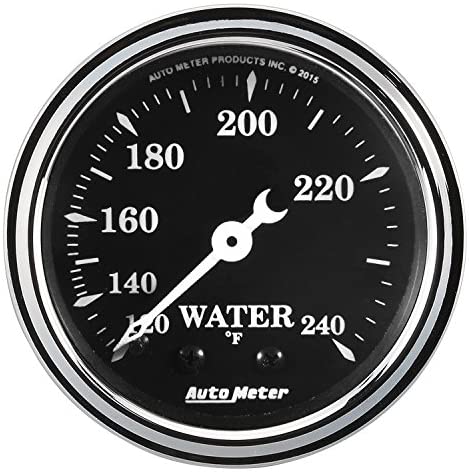 AutoMeter 1733 Gauge,Water Temp, 2-1/16, 120-240f, Mech, Old Tyme Blk