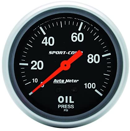 Auto Meter 3421 Sport-Comp Mechanical Oil Pressure Gauge Regular, 2-5/8" (66.7mm)