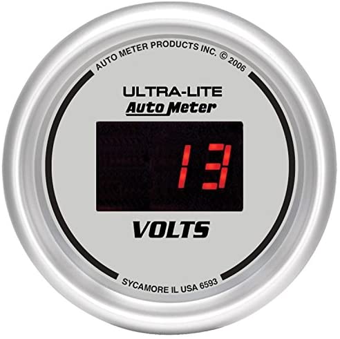 Auto Meter 6593 Digital Silver 2-1/16" 8-18 Volts Voltmeter Gauge