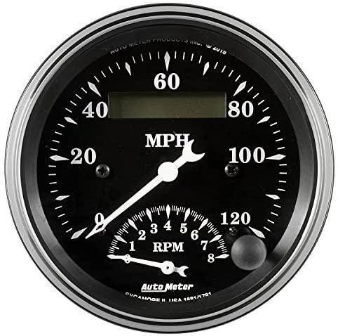 AUTO METER 1781 Gauge Tach/Speedo (Old TYME Black Gauge, Tach/Speedo, 3 3/8", 120Mph & 8K RPM, Elec. Program, Old TYME Blk)