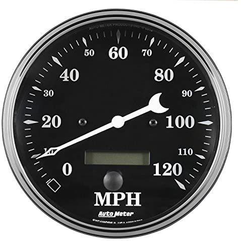 AUTO METER 1789 Gauge Speedometer (Old TYME Black Gauge, Speedo, 5", 120Mph, Elec. Prog.with LCD Odo, Old TYME Black)