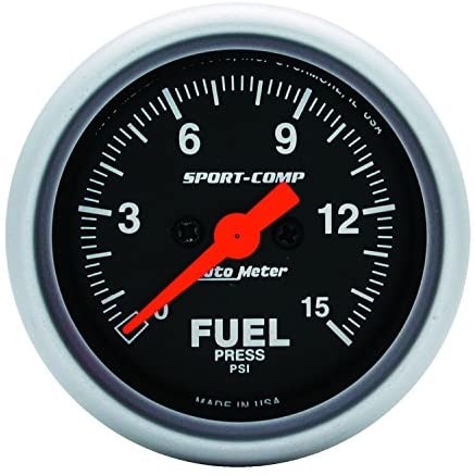 Auto Meter 3361 Sport-Comp Electric Fuel Pressure Gauge, 2-1/16" (52.4mm)