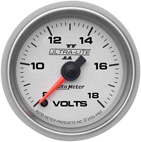 Auto Meter 4991 Ultra-Lite II 2-1/16" 8-18V Full Sweep Electric Voltmeter